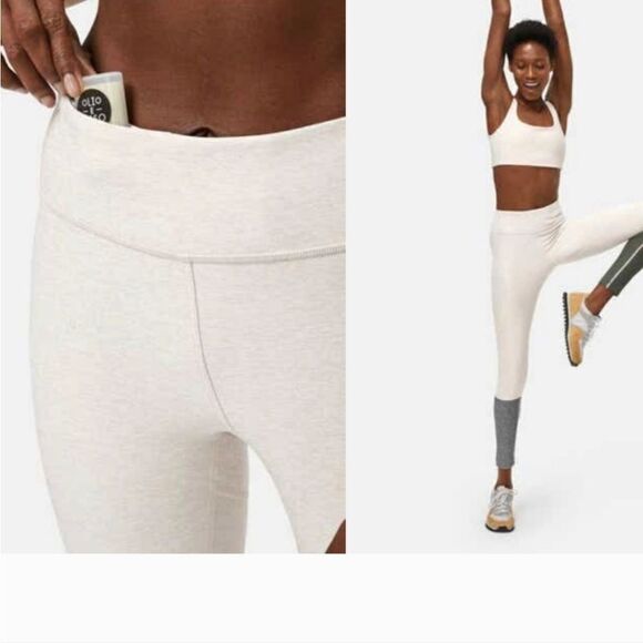 Outdoor Voices Dipped 7/8 Ankle Leggings in Neutral Beige, Ash and Teal … - Picture 4 of 13